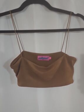 Edikted Brown Spaghetti Strap Crop Camisole